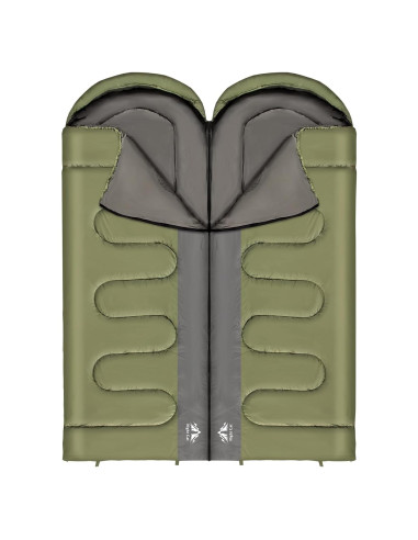 Saco de dormir doble Night Cat verde militar 210x140 cm