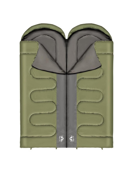 Saco de dormir doble Night Cat verde militar 210x140 cm