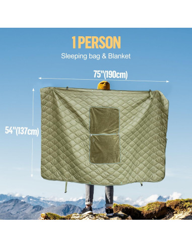 Saco de dormir Night Cat 4 en 1 para camping - Verde militar