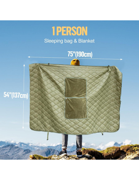 Saco de dormir Night Cat 4 en 1 para camping - Verde militar