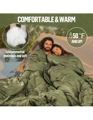 Saco de dormir doble Night Cat verde militar 210x140 cm