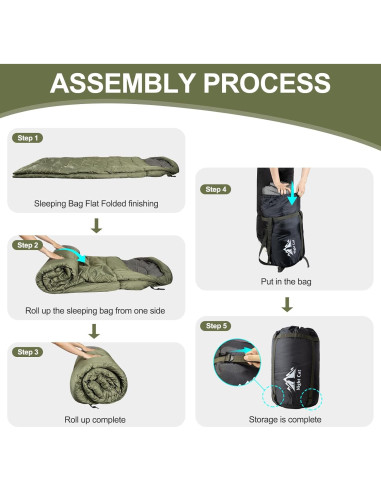 Saco de dormir doble Night Cat verde militar 210x140 cm