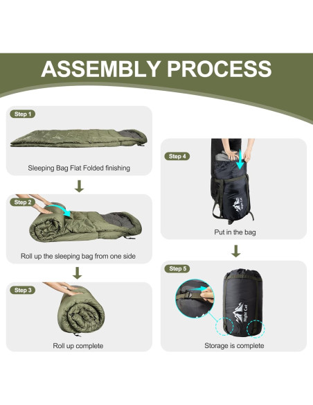 Saco de dormir doble Night Cat verde militar 210x140 cm