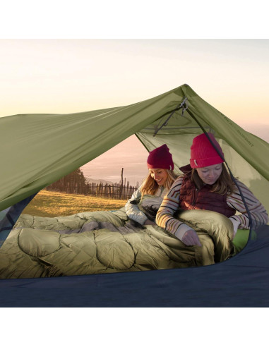 Saco de dormir doble Night Cat verde militar 210x140 cm