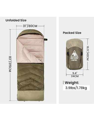 Saco de Dormir OneTigris Trailnap 3 Temporadas Verde OD