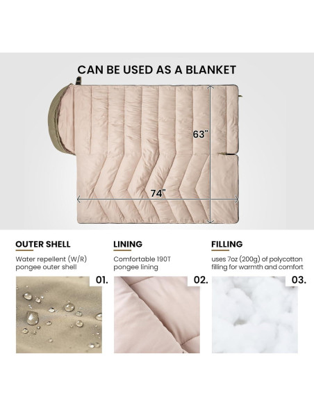 Saco de Dormir OneTigris Trailnap 3 Temporadas Verde OD