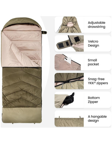 Saco de Dormir OneTigris Trailnap 3 Temporadas Verde OD