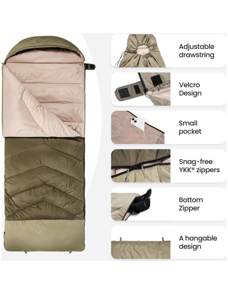 Saco de Dormir OneTigris Trailnap 3 Temporadas Verde OD