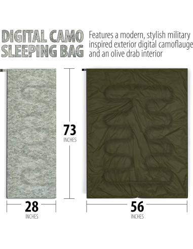 Saco de dormir Maxam Rectangular 71x185 cm Verde Oliva