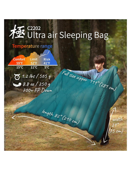 Saco de Dormir Litume C2202 de Plumas 3 Temporadas 500g