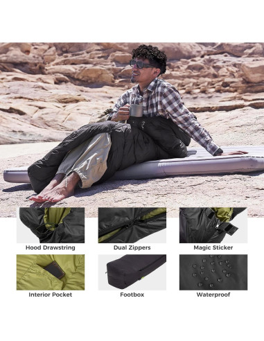 Saco de dormir ATEPA ELEMENTS 450 momia 1 kg impermeable