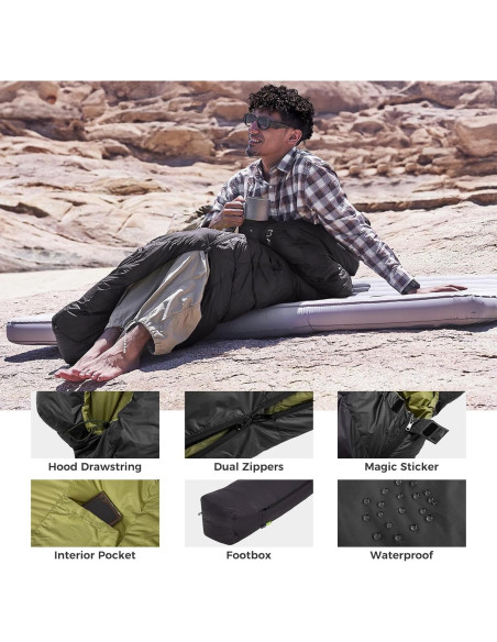 Saco de dormir ATEPA ELEMENTS 450 momia 1 kg impermeable