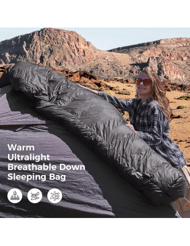 Saco de dormir ATEPA ELEMENTS 450 momia 1 kg impermeable