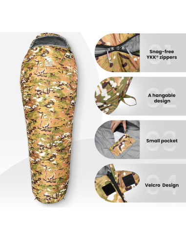 Saco de Dormir Mummy OneTigris 4 Estaciones 0C Camo