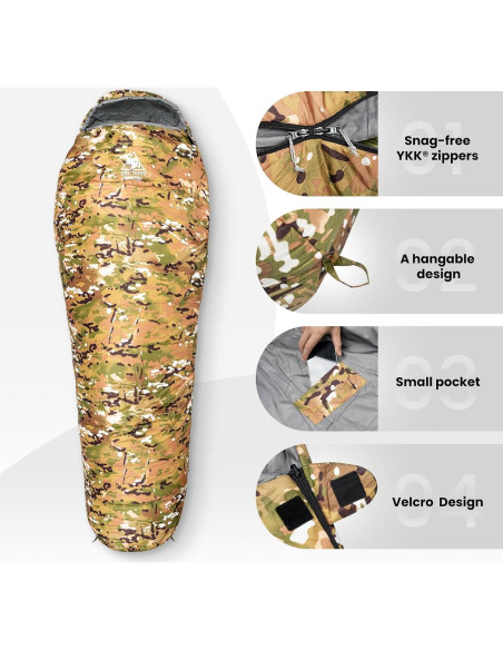 Saco de Dormir Mummy OneTigris 4 Estaciones 0C Camo