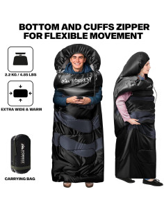 Saco de dormir IFORREST XXL para camping - 87x102cm, 1 persona 2