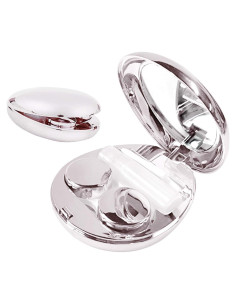 Estuche para Lentes de Contacto Aukvite Plata con Espejo y Accesorios