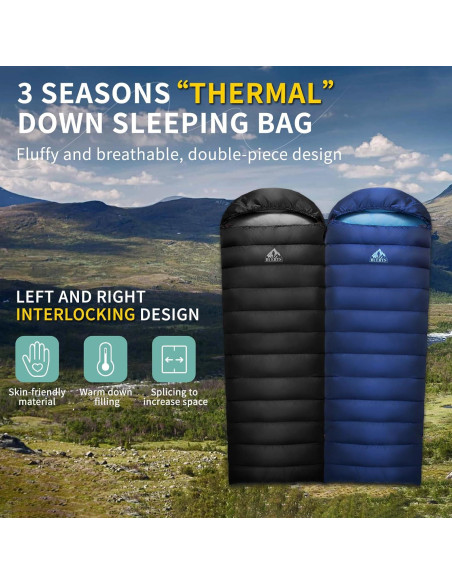 Saco de dormir ultraligero BUERTS 0C para camping y senderismo