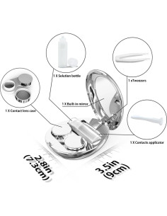 Estuche para Lentes de Contacto Aukvite Plata con Espejo y Accesorios 2