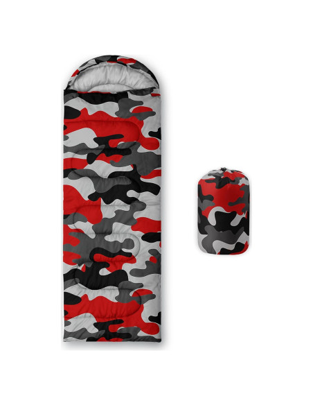 Saco de Dormir Nttopship Individual Camo Rojo 230x80 cm
