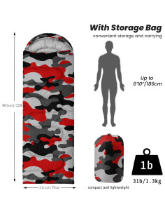 Saco de Dormir Nttopship Individual Camo Rojo 230x80 cm 2
