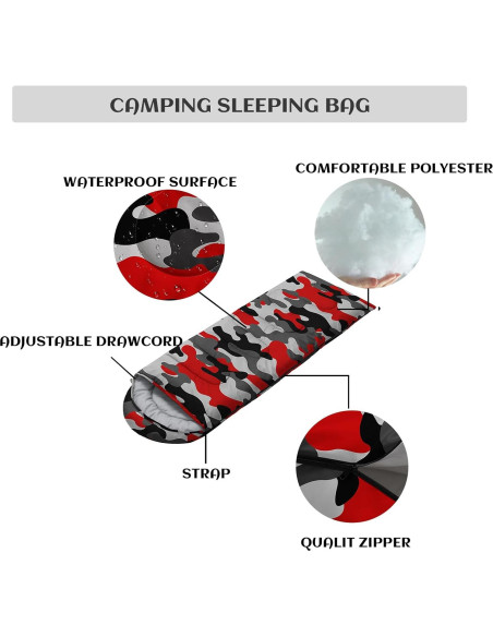 Saco de Dormir Nttopship Individual Camo Rojo 230x80 cm