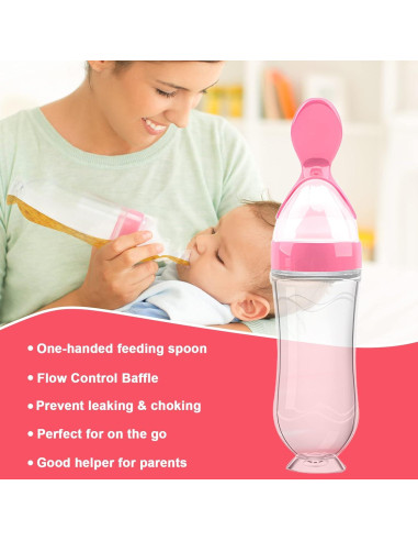 Alimentador de Comida para Bebé Welcoyo Rosa 3 Pcs + 6 Chupetes