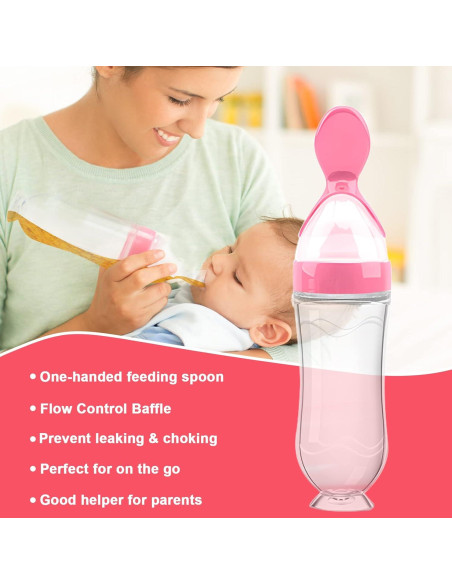 Alimentador de Comida para Bebé Welcoyo Rosa 3 Pcs + 6 Chupetes