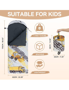 Saco de dormir juvenil Croosseoutdoors amarillo 3 temporadas 2