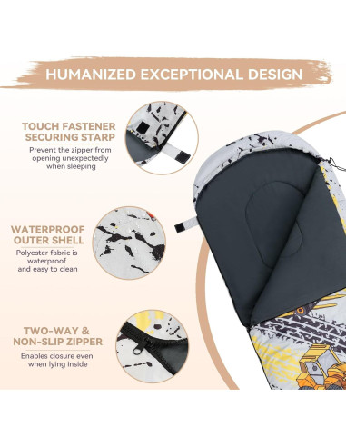 Saco de dormir juvenil Croosseoutdoors amarillo 3 temporadas