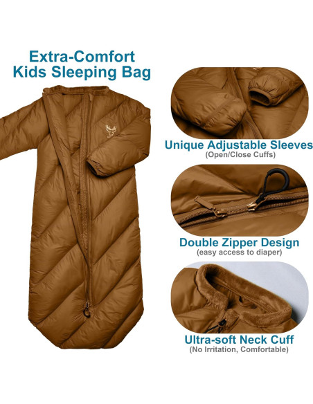 Saco de Dormir Infantil AZITREK 107 cm Acolchado para Camping