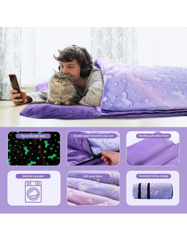 Saco de Dormir HOMBYS Brilla en la Oscuridad 213 cm para Niños