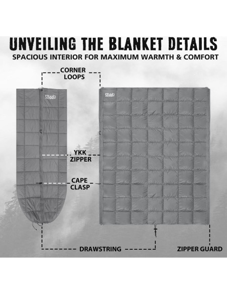 Manta Camping ZIPPIES 3M Thinsulate 200x155cm Gris