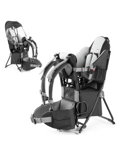 Mochila Portabebés Besrey Negra para Senderismo con Asiento Ajustable