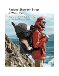 Mochila Portabebés Besrey Negra para Senderismo con Asiento Ajustable 2