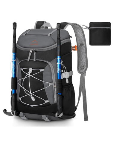 Mochila de Senderismo Plegable RAINSMORE 40L Impermeable Negra