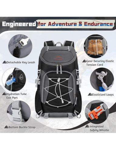 Mochila de Senderismo Plegable RAINSMORE 40L Impermeable Negra