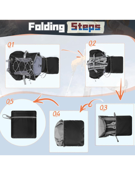 Mochila de Senderismo Plegable RAINSMORE 40L Impermeable Negra