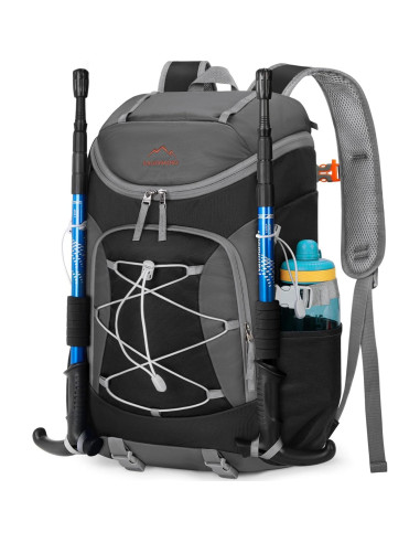 Mochila de Senderismo Plegable RAINSMORE 40L Impermeable Negra