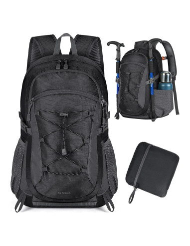 Mochila de Senderismo RAINSMORE 40L Impermeable Plegable