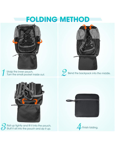 Mochila de Senderismo RAINSMORE 40L Impermeable Plegable