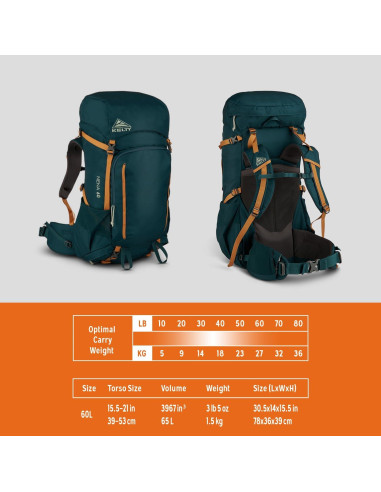 Mochila de Senderismo Kelty Nena 60L para Mujeres - Verde Profundo