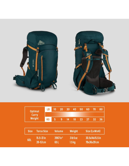 Mochila de Senderismo Kelty Nena 60L para Mujeres - Verde Profundo