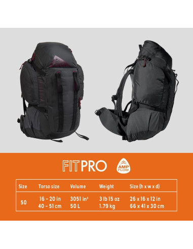 Mochila Kelty Redwing 50L para Mujeres - Ajuste FIT-Pro, Negro