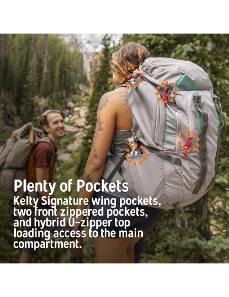 Mochila Kelty Redwing 50L para Mujeres - Ajuste FIT-Pro, Negro