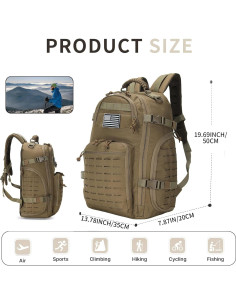 Mochila de Senderismo 30L Unisex Caqui - Oxford 900D 2