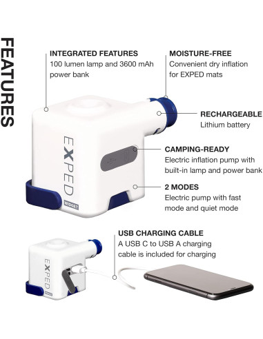 Bomba de Colchón de Dormir Exped Widget 3 en 1 Recargable