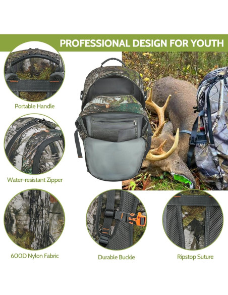 Mochila de Caza para Niños WIDL CEDAR 30L Camo 11 Bolsillos