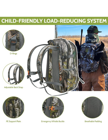 Mochila de Caza para Niños WIDL CEDAR 30L Camo 11 Bolsillos
