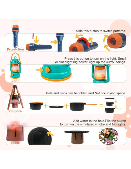 Juego de Camping para Niños 50pcs Qtioucp con Carpa y Linterna